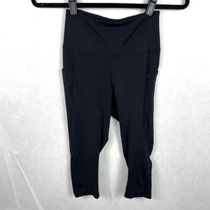 TSLA Tesla Black Cropped Leggings Women’s Size Small Side Pocket Mid-rise